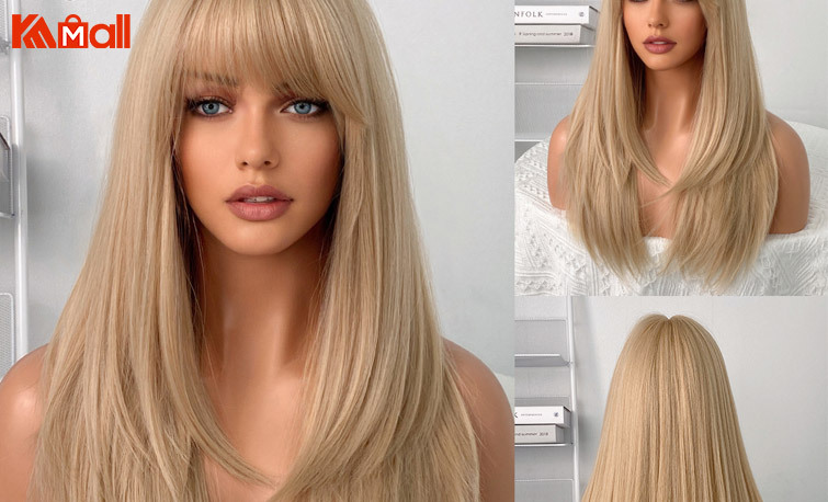 long straight sleek blond lace front wigs